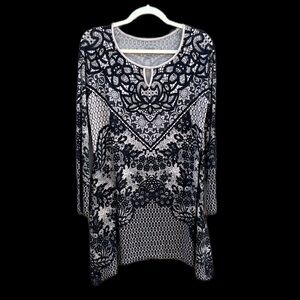 Live. Lounge. Wear. Scarf Hem Tunic Crochet Lace Gold